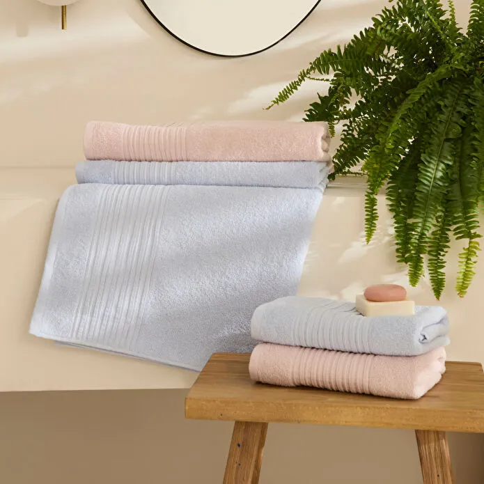 Karaca Home Line Soft 100% Cotton 4-Piece Turkish Bath Set - Pink/Blue, 8680214416969