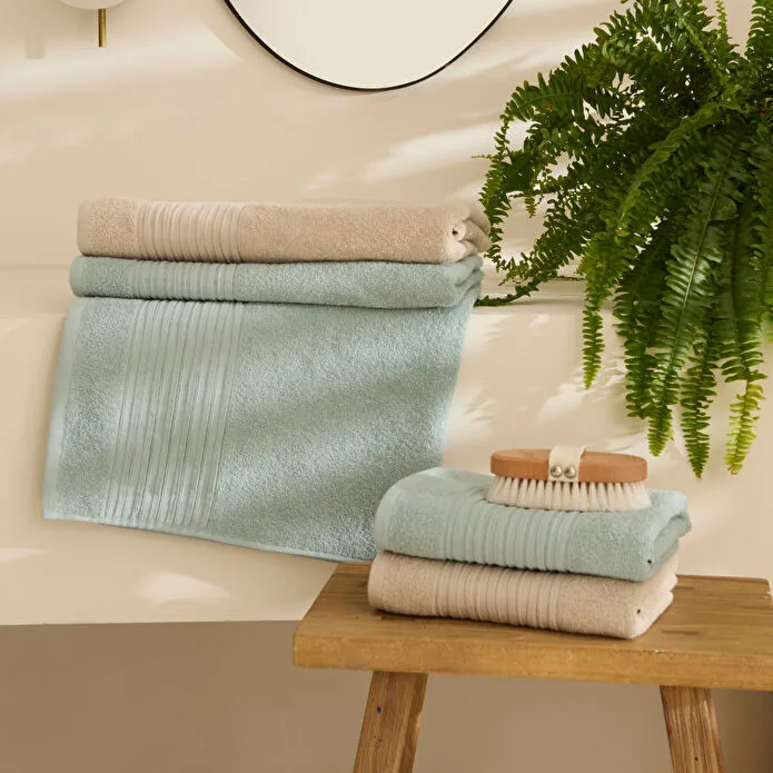 Karaca Home Line Soft 100% Cotton 4-Piece Turkish Bath Set - Green/Beige, 8680214417300