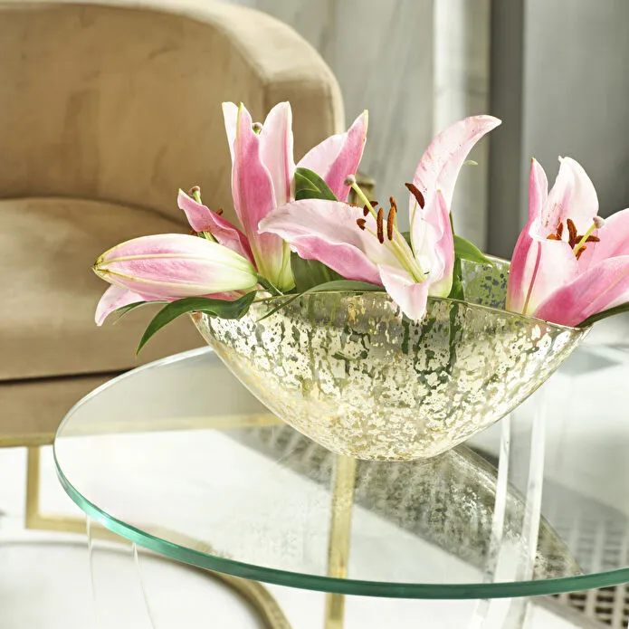 Karaca Home Jolie Decorative Glass Bowl Gold 26.5x13.5 cm Luxury Centerpiece