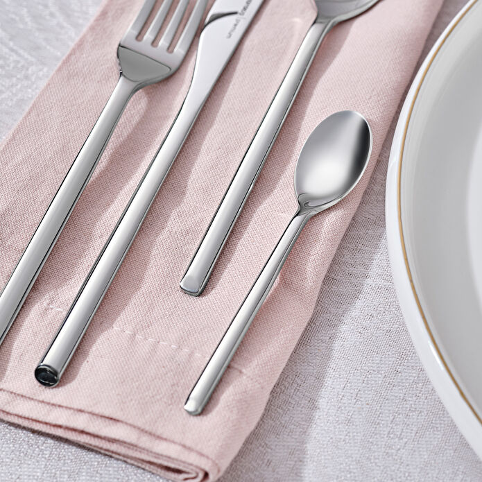 Karaca Premium Kendo Platinum 84-Piece Cutlery Set - 12 Person - Designer Stainless Steel