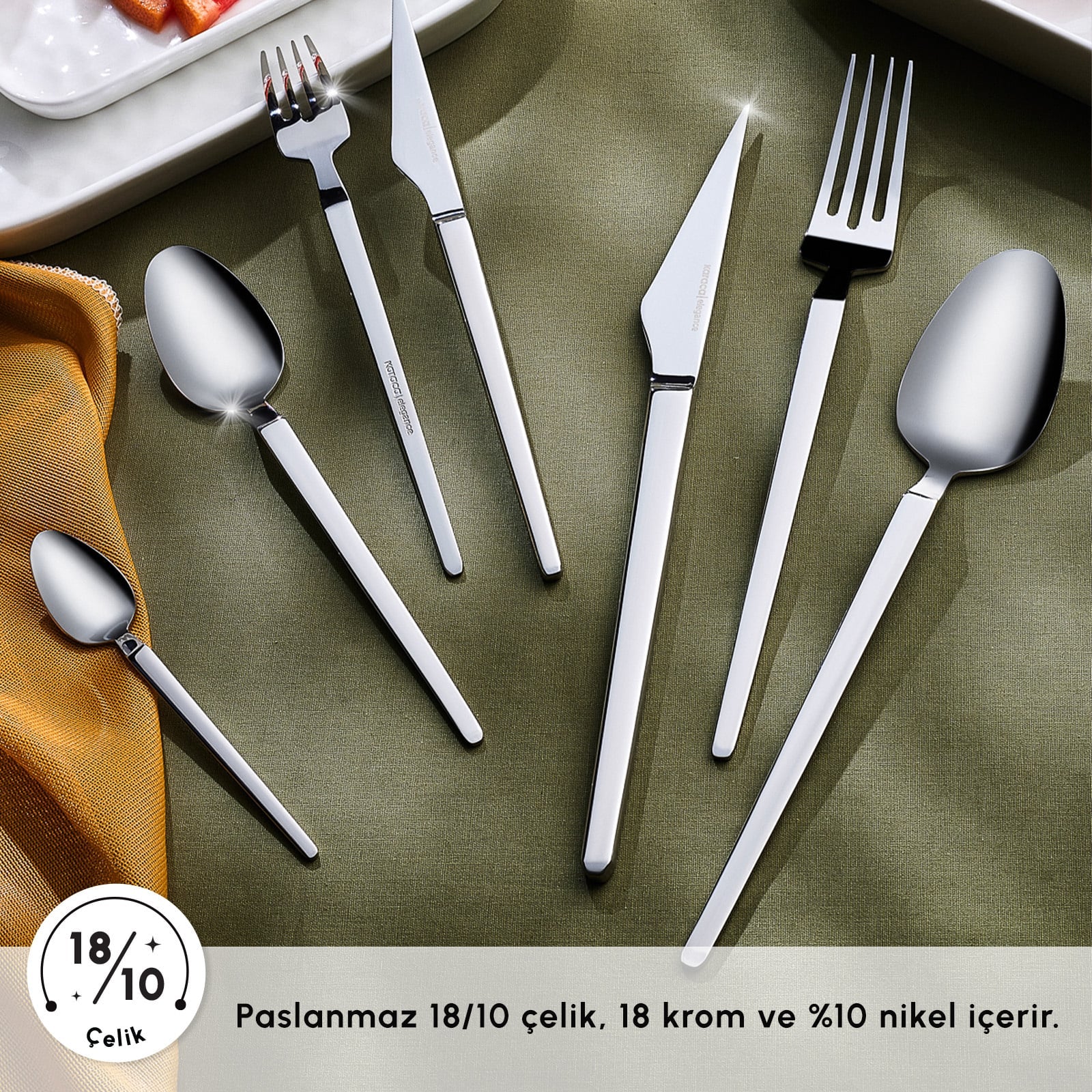 Karaca Elegance Glacial Platinum 84-Piece Cutlery Set 12 Person 18/10 Steel