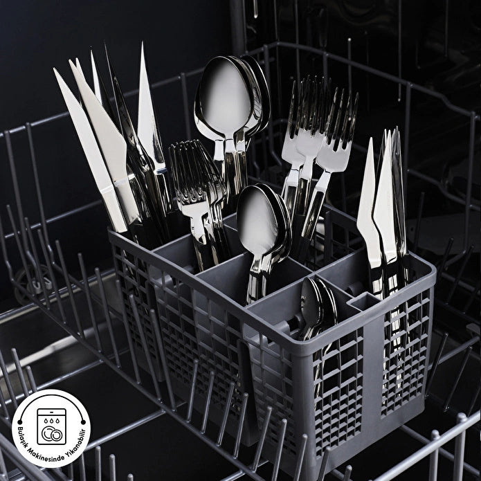 Karaca Elegance Glacial Platinum 84-Piece Cutlery Set 12 Person 18/10 Steel