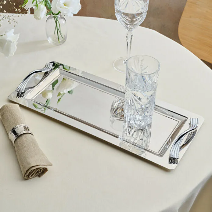 Karaca Ortho Rectangular Serving Tray 40x20cm Premium 18/10 Stainless Steel