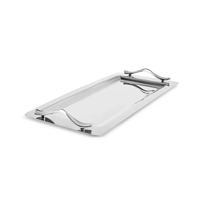 Karaca Ortho Rectangular Serving Tray 40x20cm Premium 18/10 Stainless Steel