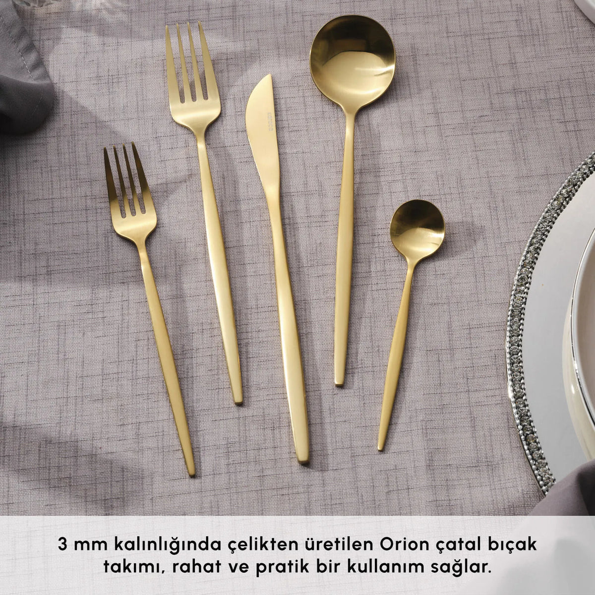 Karaca Orion Matte Gold 60-Piece Cutlery Set Lebanon