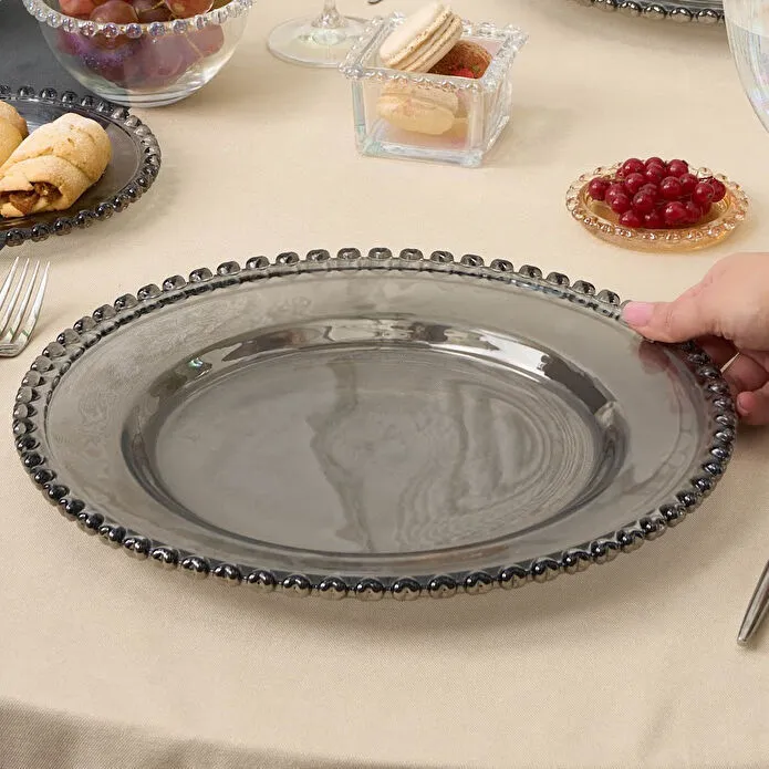 Karaca Home Rory Grey Glass Placemat 32cm Durable Heat Resistant Modern