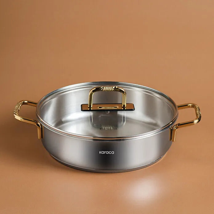 Karaca Gold Elegance 26 cm Stainless Steel Casserole Pot 3.52L 18/10