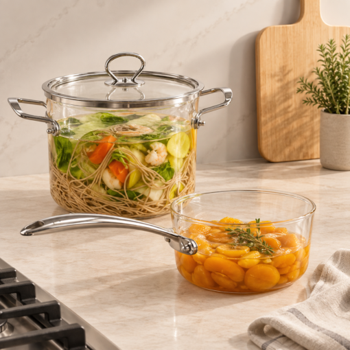 Karaca Amore 7-Piece Highly Heat-Resistant Borosilicate Glass Cookware Set