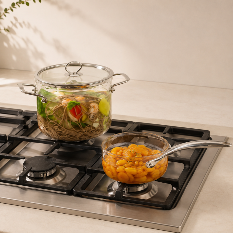 Karaca Amore 7-Piece Highly Heat-Resistant Borosilicate Glass Cookware Set