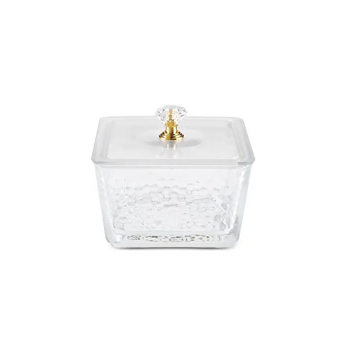 Karaca Maria 6-Piece Glass Serving Bowls Set with Gold Tray Stand and Lids