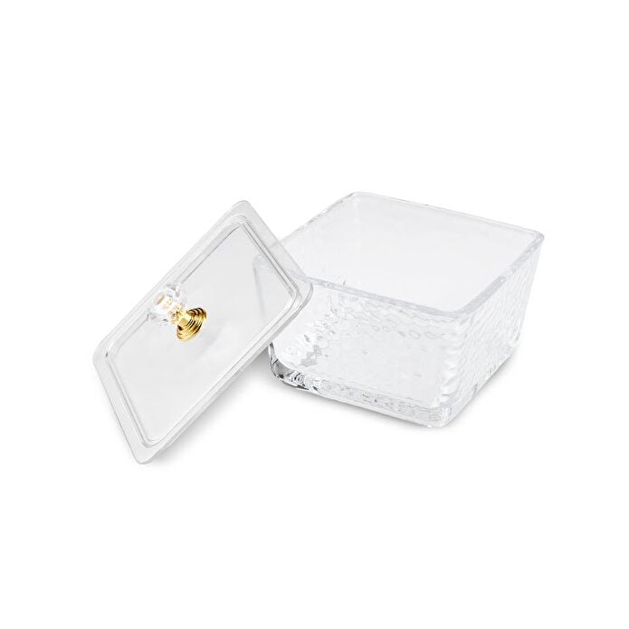 Karaca Maria 6-Piece Glass Serving Bowls Set with Gold Tray Stand and Lids
