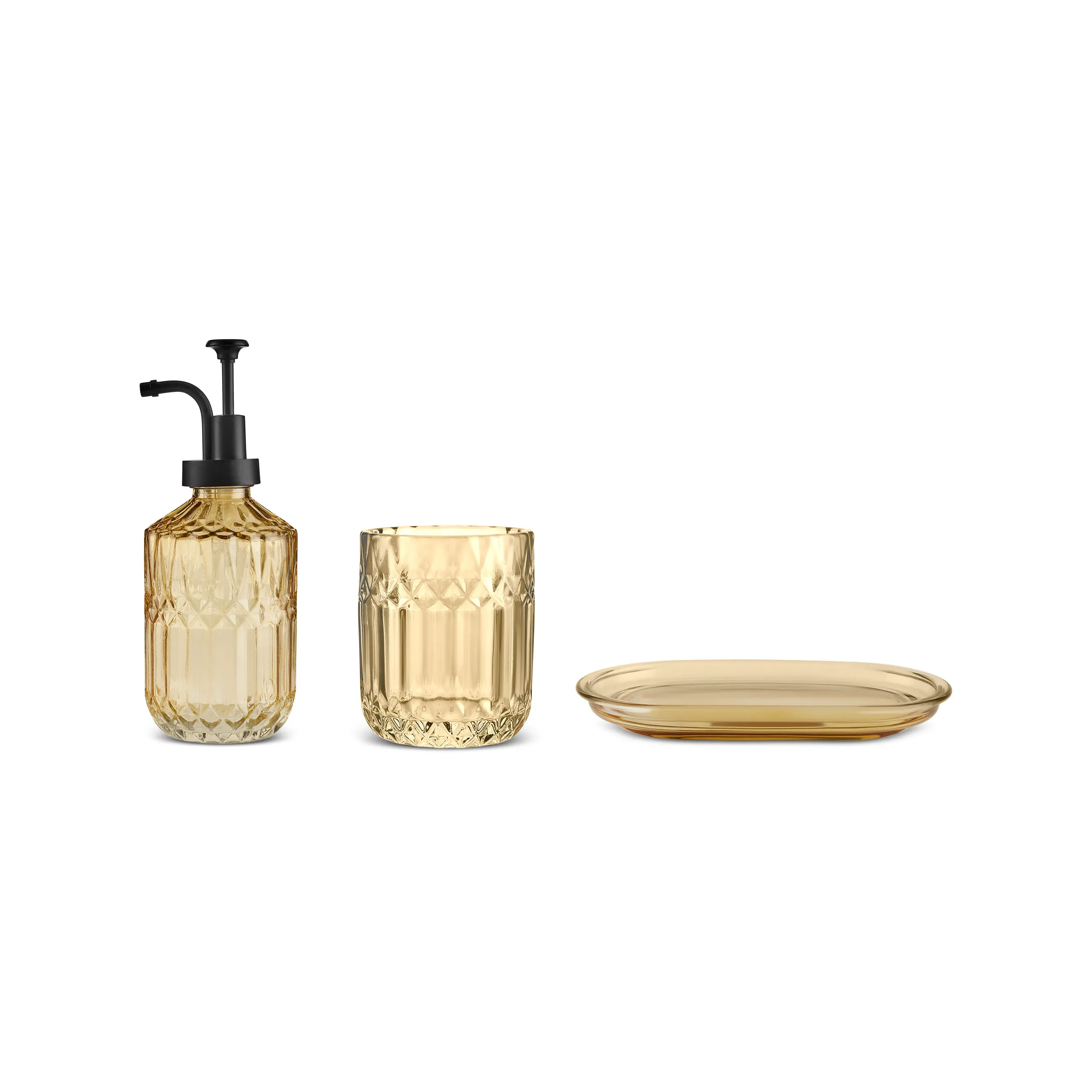 Karaca Home Bellino 3-Piece Bathroom Accessory Set - Amber Glass , 8683650348238