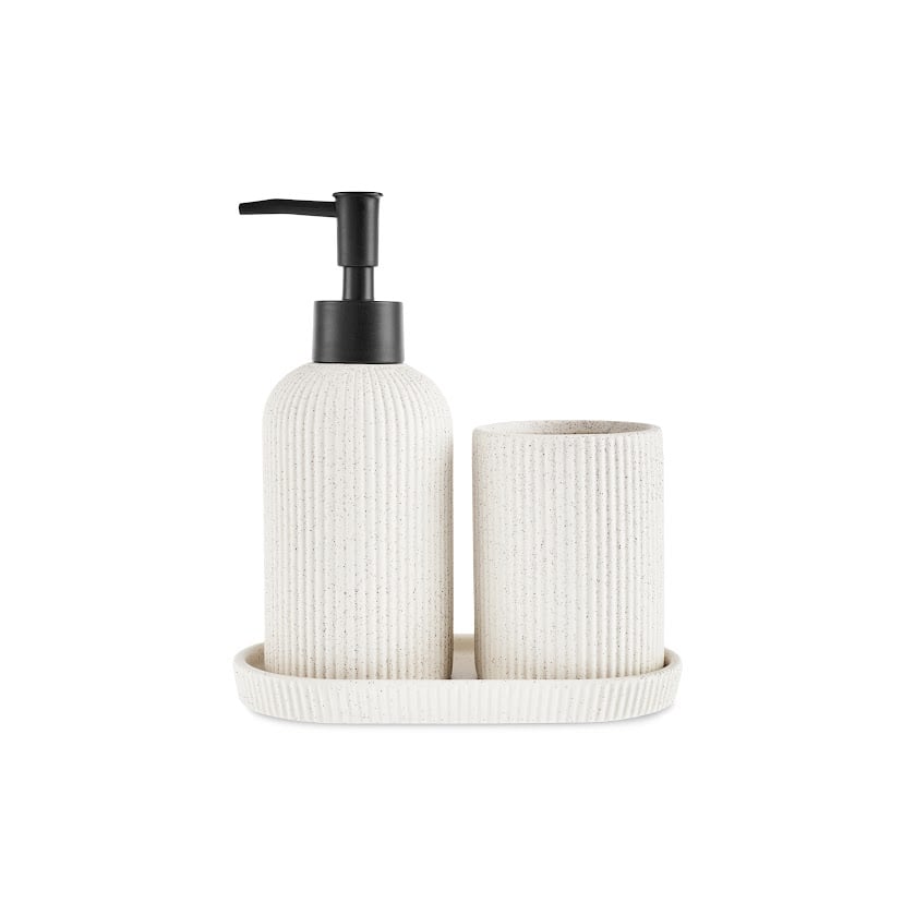 Karaca Marta 3-Piece Beige Bathroom Accessory Set - Dolomite Stone Finish, 8683650363880