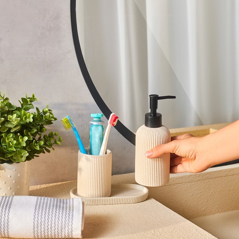 Karaca Marta 3-Piece Beige Bathroom Accessory Set - Dolomite Stone Finish, 8683650363880