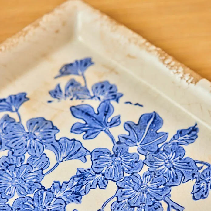 Karaca Home Mariner Decorative Plate 21.5 cm Blue White Floral Stoneware