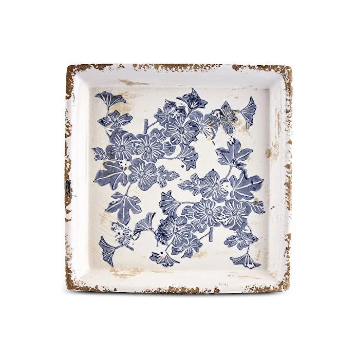 Karaca Home Mariner Decorative Plate 21.5 cm Blue White Floral Stoneware