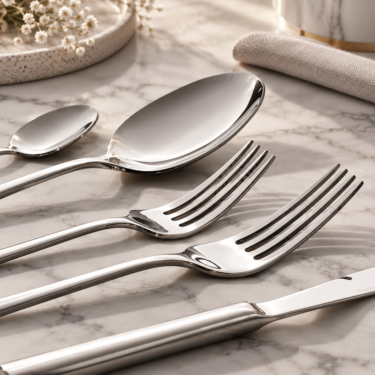 Karaca Tivoli 30-Piece 6-Person Silver Cutlery Set kitchen