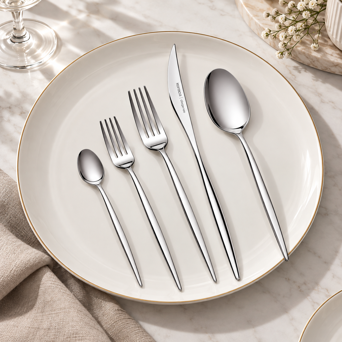Karaca Lizbon 60-Piece 12-Person Cutlery Set close-up