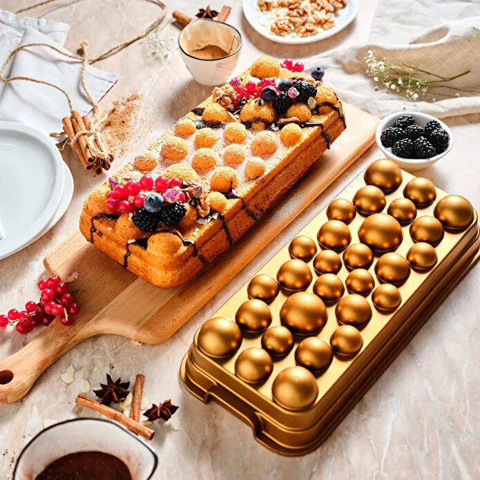 Karaca Aster Baton Cast Aluminum Cake Pan Gold Rectangular 33cm Baking Mold