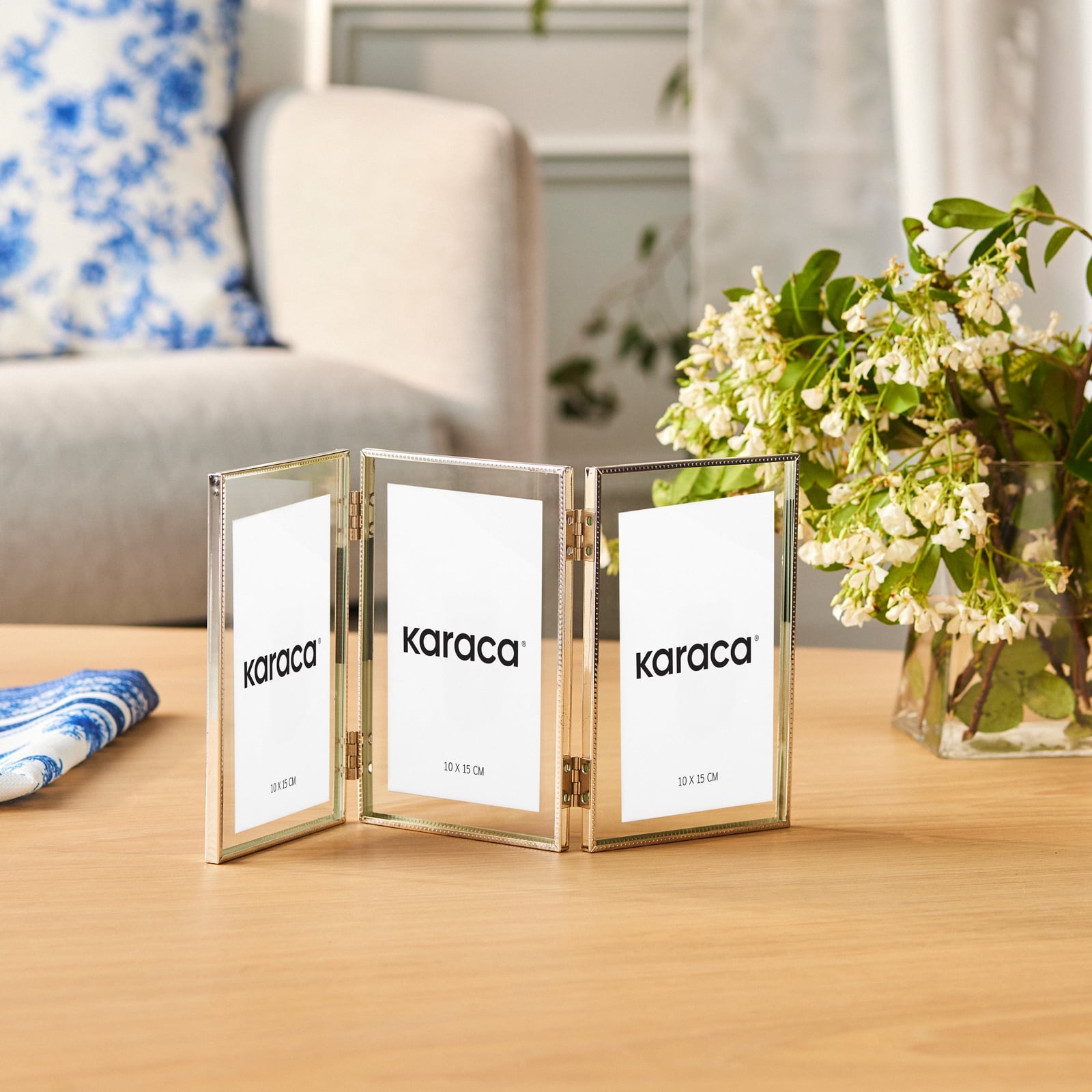 Karaca Home Adrienne 3-Piece Silver Metal Photo Frame Set 10x15 cm Modern
