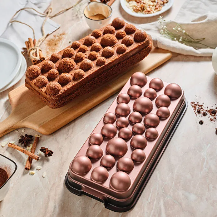 Karaca Aster Gradient Cast Iron Cake Pan Rose Gold Non-Stick 33cm Rectangular