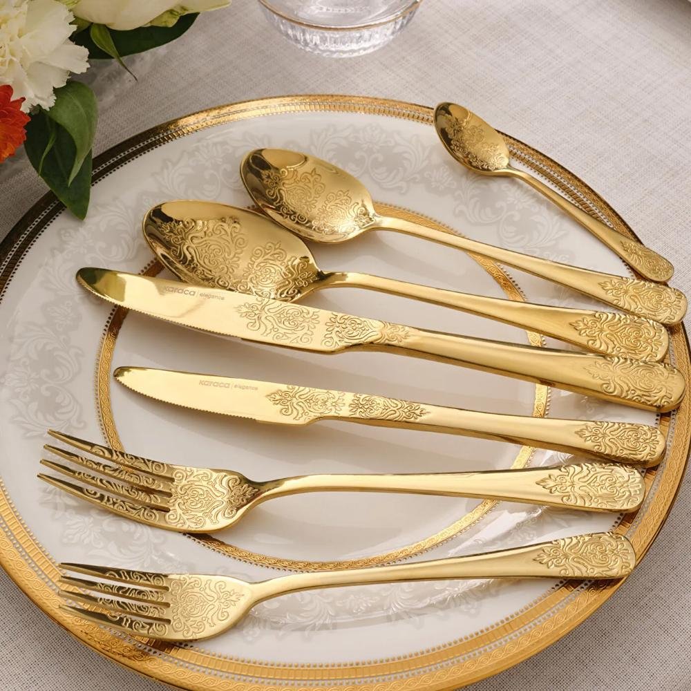 Karaca Elegance Bellatrix Gold 84-Piece Cutlery Set