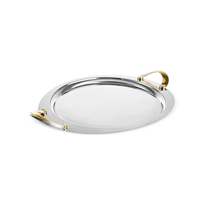Karaca Serra Round Serving Tray 41cm Premium 18/10 Stainless Steel Silver