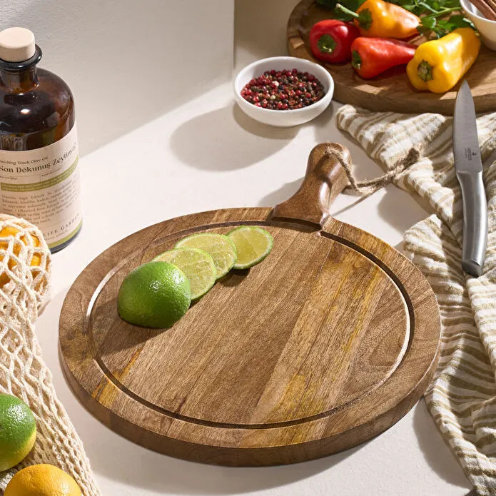 Karaca Premium Mango Oval Cutting and Serving Board 36x28cm Food-Safe Natural