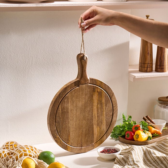 Karaca Premium Mango Oval Cutting and Serving Board 36x28cm Food-Safe Natural