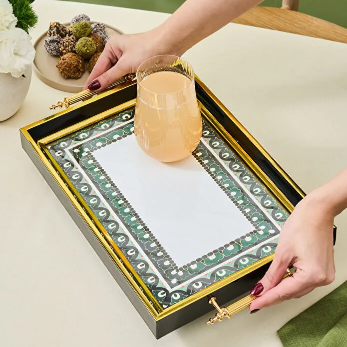 Karaca Lagada Rectangular Wooden Serving Tray 35cm Natural Timber Decor
