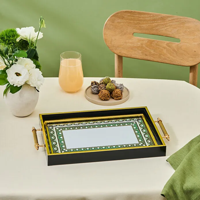 Karaca Lagada Rectangular Wooden Serving Tray 35cm Natural Timber Decor