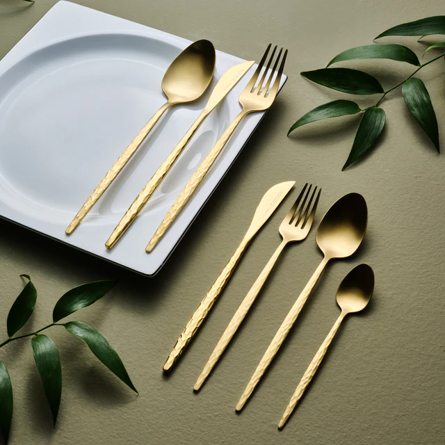 Karaca Callisto 84-Piece Cutlery Set 12 Person Gold 18/10 Stainless Steel New