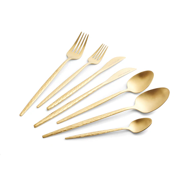 Karaca Callisto 84-Piece Cutlery Set 12 Person Gold 18/10 Stainless Steel New