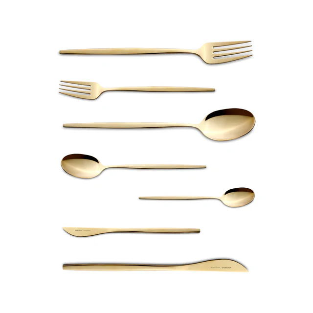 Karaca Camille 84-Piece Cutlery Set 12 Person Gold 18/10 Stainless Steel New