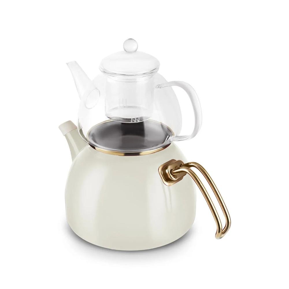 Karaca Aren Enamel Cream Teapot Set Lebanon