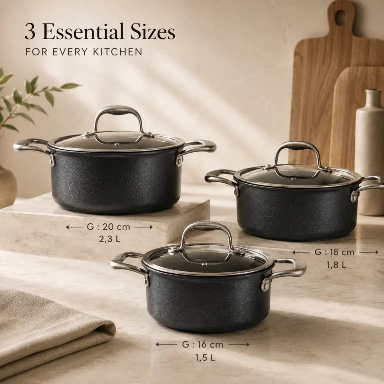 Karaca BioDiamond Pro 6-Piece Non-Stick Induction Cookware Set,