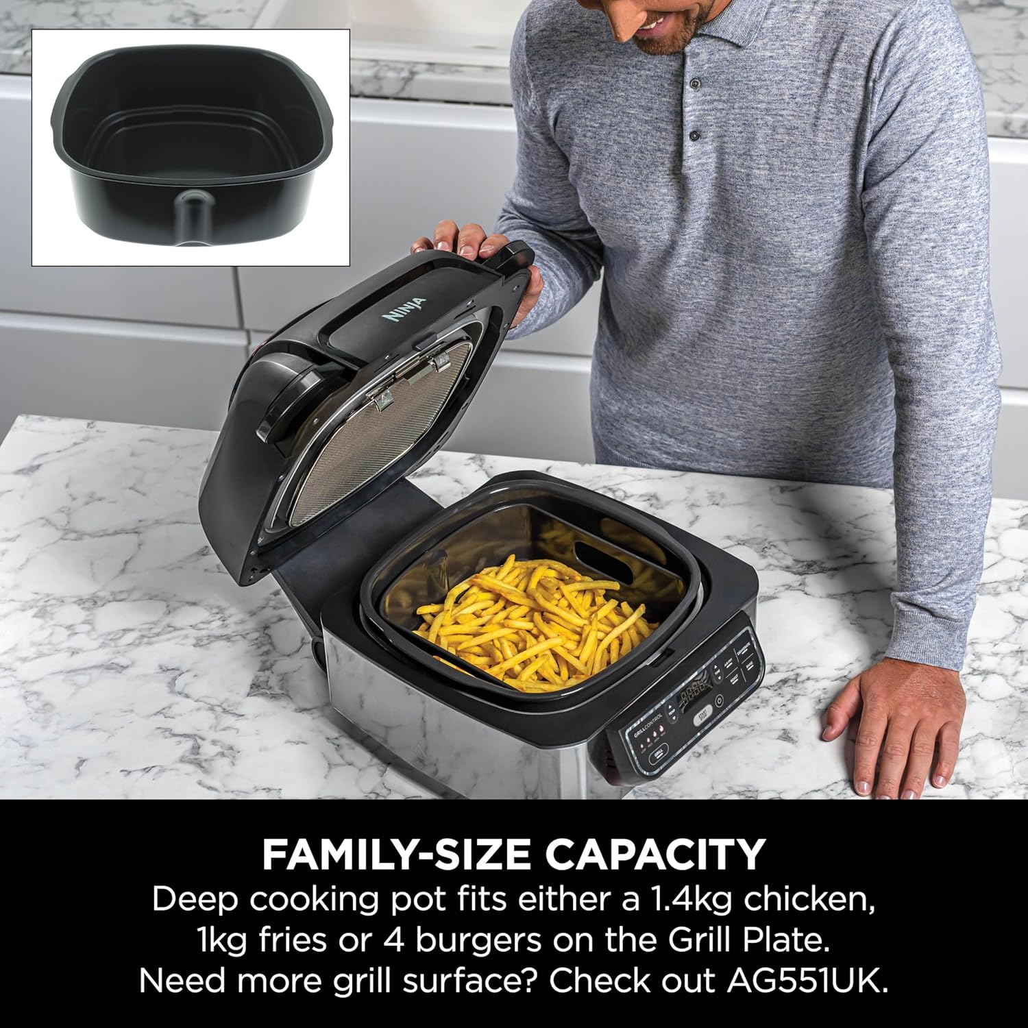 Ninja Foodi Max Health Grill & Air Fryer - Grey