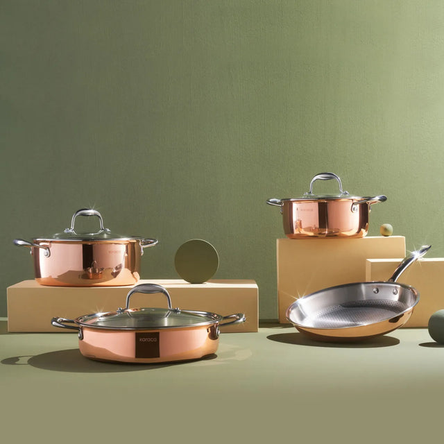 Karaca 3-Ply PowerSteel 316+ Surgical Steel & Copper 7-Piece Cookware Set