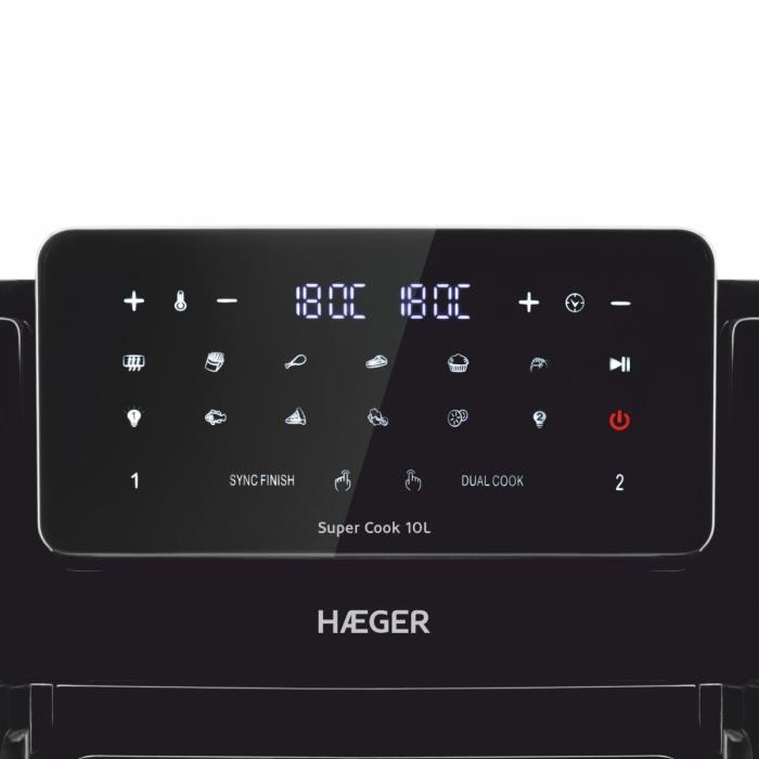 Haeger Digital Air Fryer Super Cook 10L, 2 Drawers,