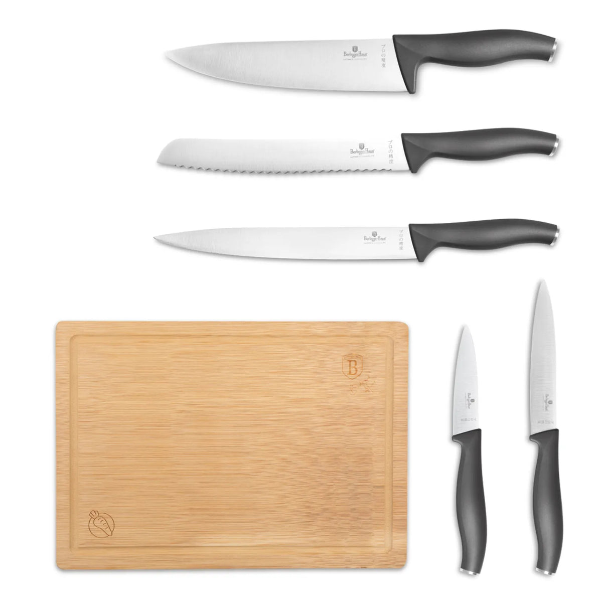 Berlinger Haus 6-Piece Knife Set with Bamboo Cutting Board 3Cr13 – view 3 – Matt Anthracite