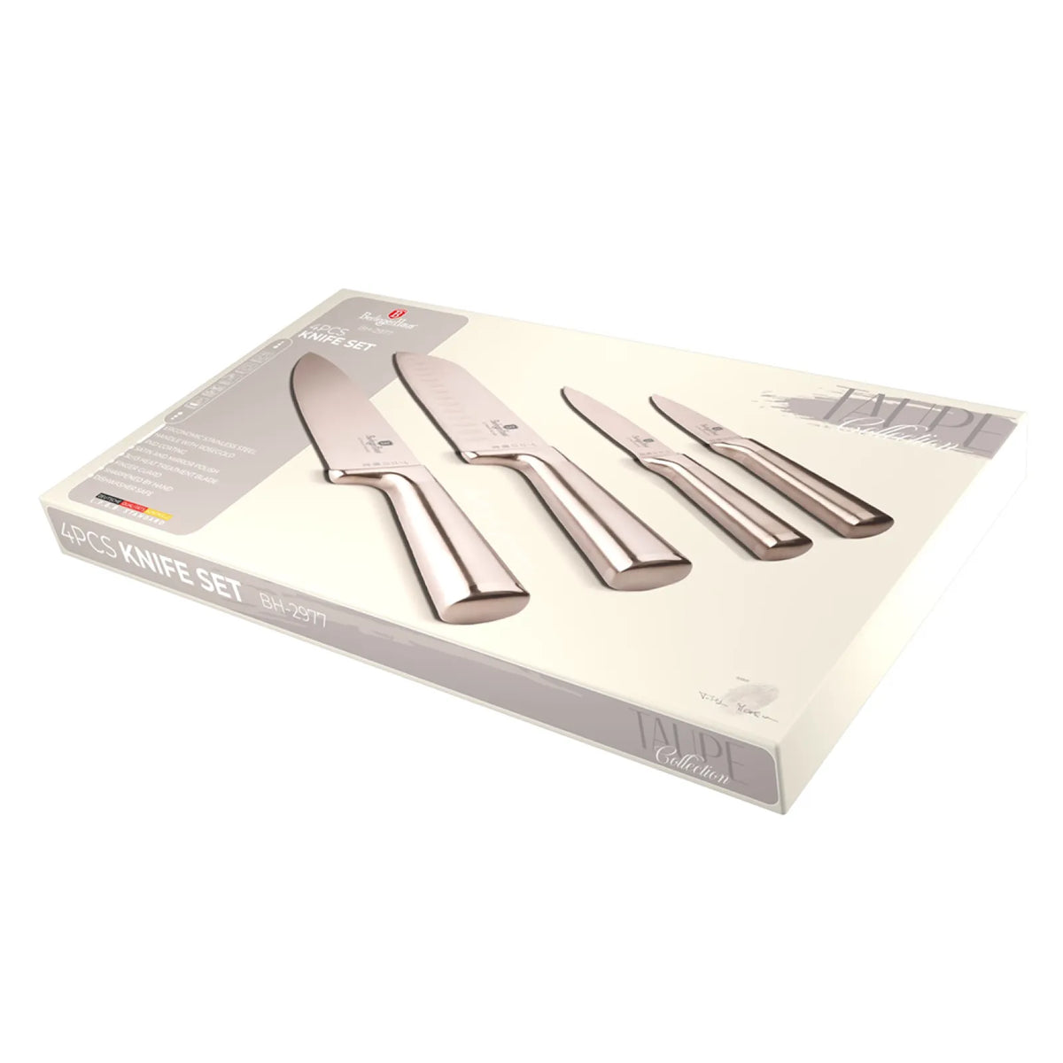 Berlinger Haus 4-Piece Knife Set Mirror Polish Handles Gift Box – view 6 – Rose Gold