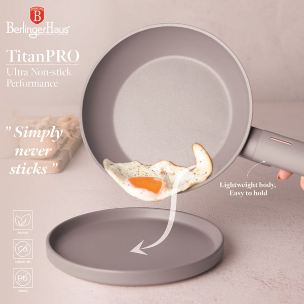 Berlinger Haus 28cm Fry Pan Taupe Matt Cream TitanPro Non-Stick Induction