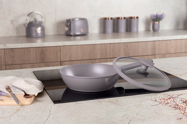 Berlinger Haus 24cm Deep Fry Pan With Lid Taupe TitanPro Non-Stick Induction
