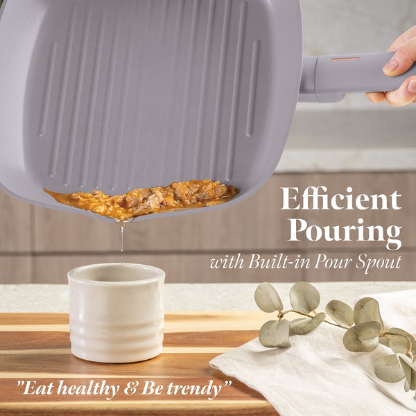 Berlinger Haus 28cm Grill Pan Taupe Matt Cream TitanPro Non-Stick Induction