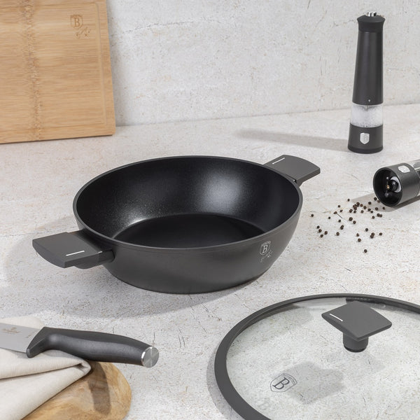 Berlinger Haus 30cm Shallow Pot With Lid Anthracite TitanPro Non-Stick Induction