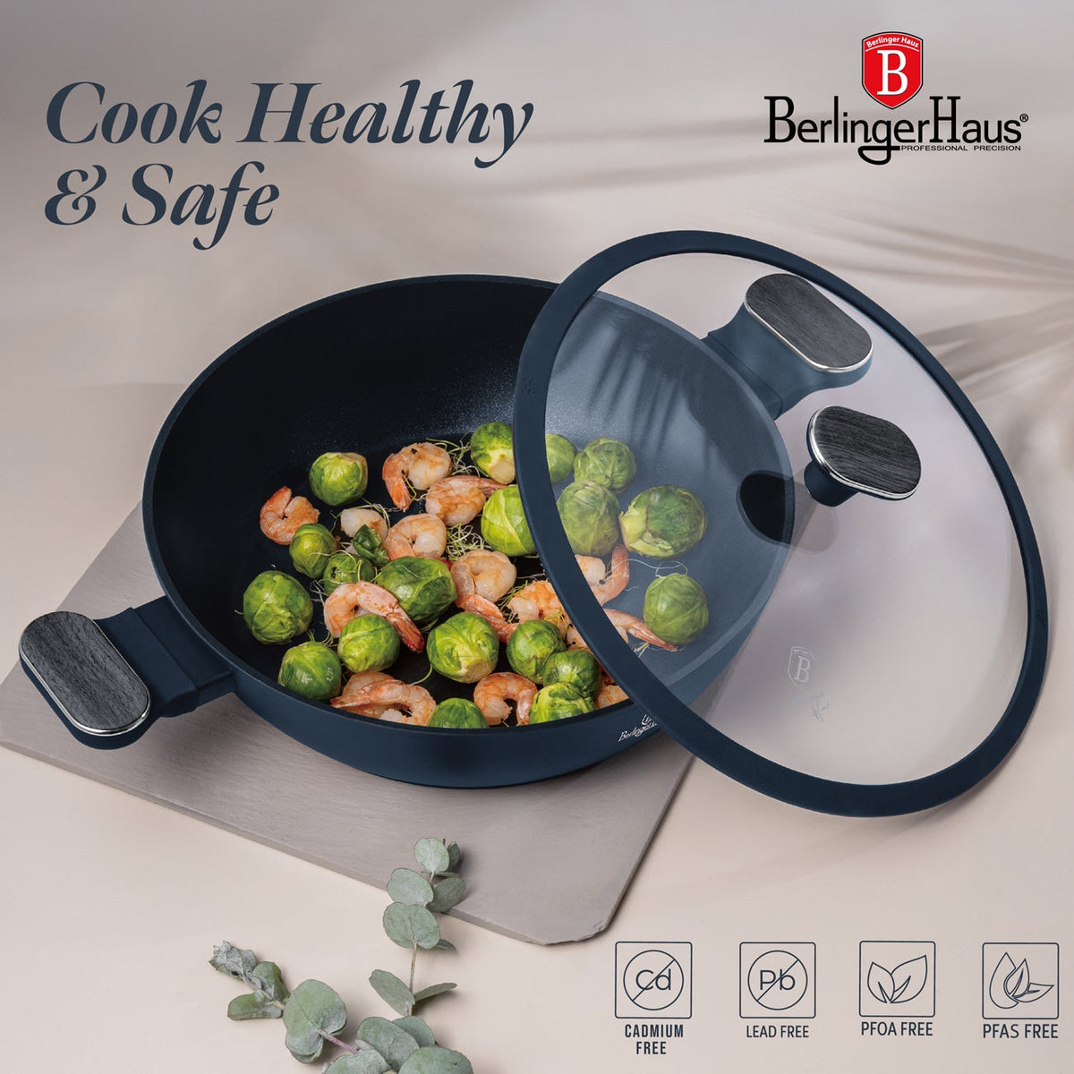 Berlinger Haus Deep Sea Collection Shallow Pot 28cm 3.8L – With Lid – view 4