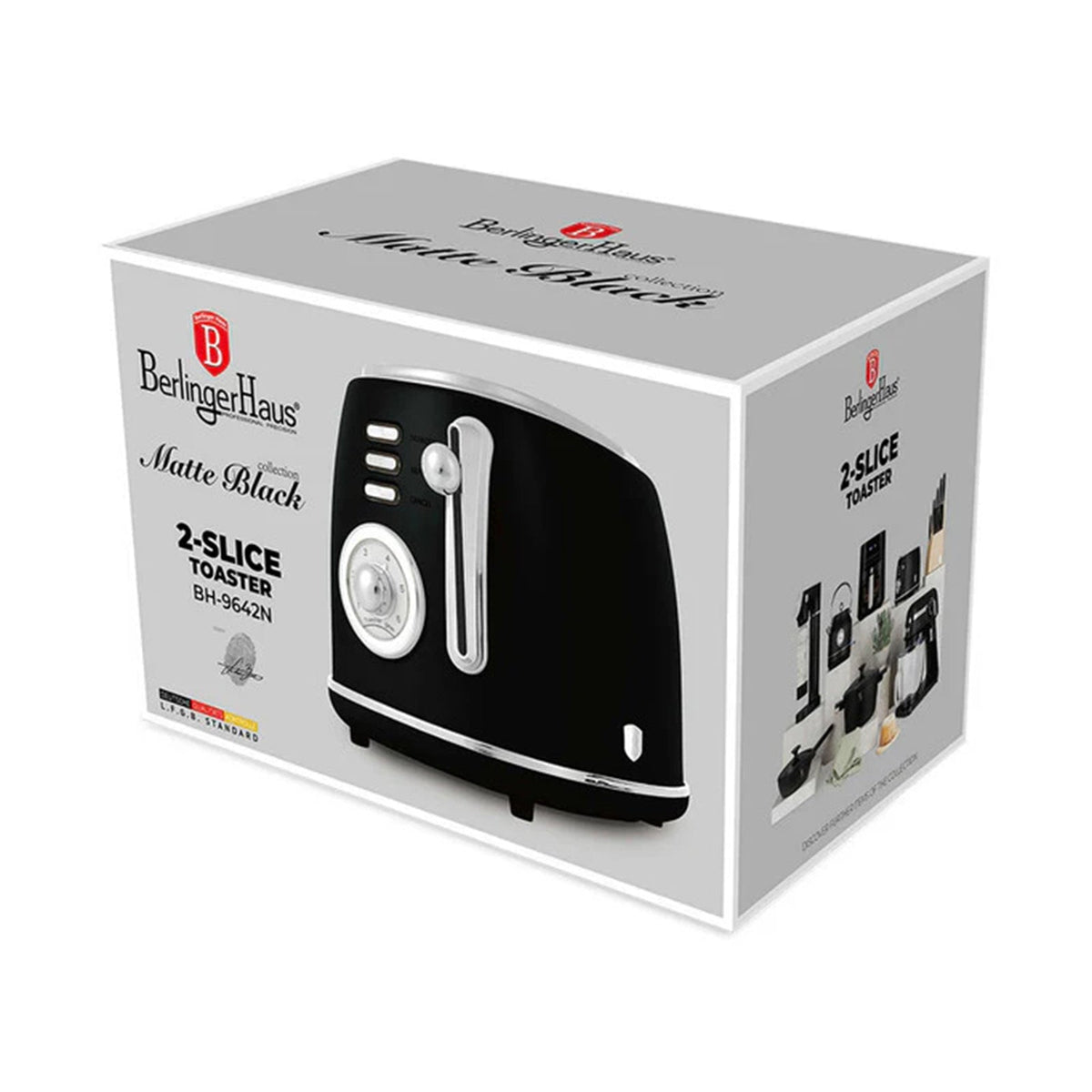 Berlinger Haus Black Matt Collection 2-Slice Toaster – 850W