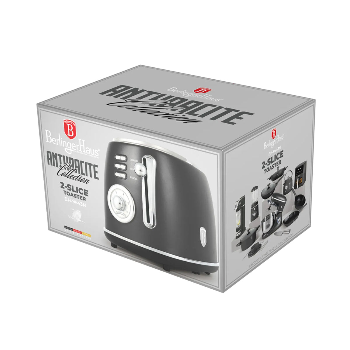 Berlinger Haus Toaster 850W 6 Browning Levels Wide Slots BH-9643N – view 2 – Anthracite