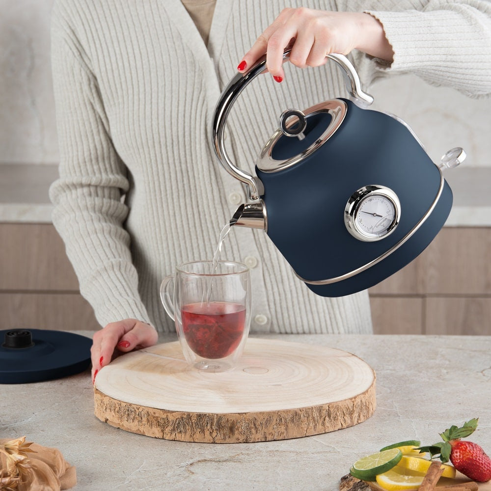 Berlinger Haus Electric Kettle 1.7L 2200W Built-In Thermometer Deep Sea
