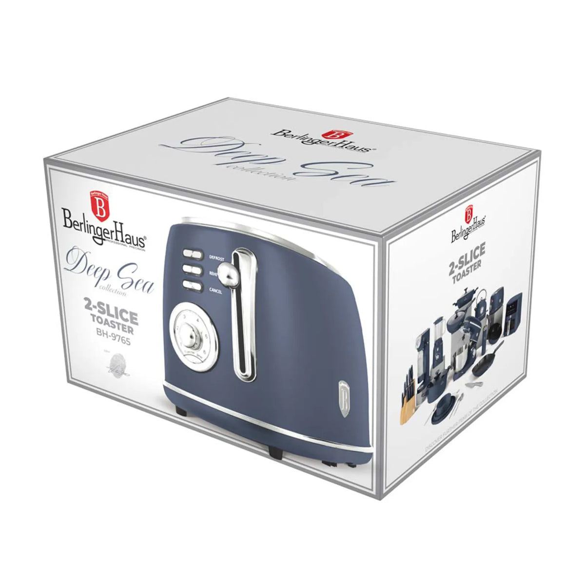 Berlinger Haus Toaster 850W 6 Browning Levels Wide Slots BH-9643N – view 5 – Deep Sea Blue